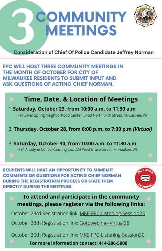 Community Meetings for Consideration of Chief Of Police Candidate Jeffrey Norman