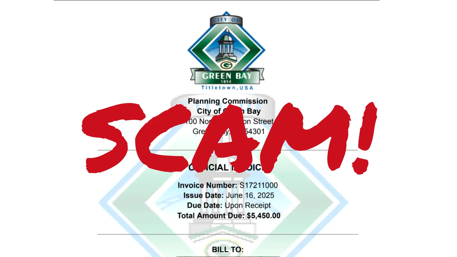 Green Bay Warns of Scam Targeting Permit and Board Applicants