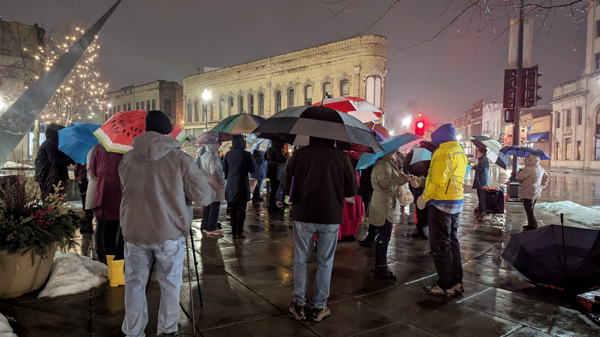 Candlelight Vigil for Renee Good held in the pouring rain