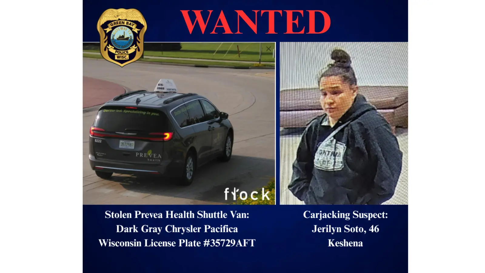 Green Bay police search for carjacking suspect