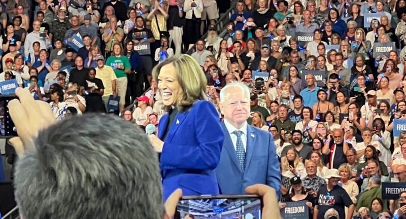 Harris and Walz Hold Rally in Milwaukee on Second Night of the DNC