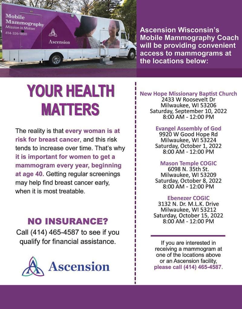 Mobile Mammography Clinics Coming in September and October