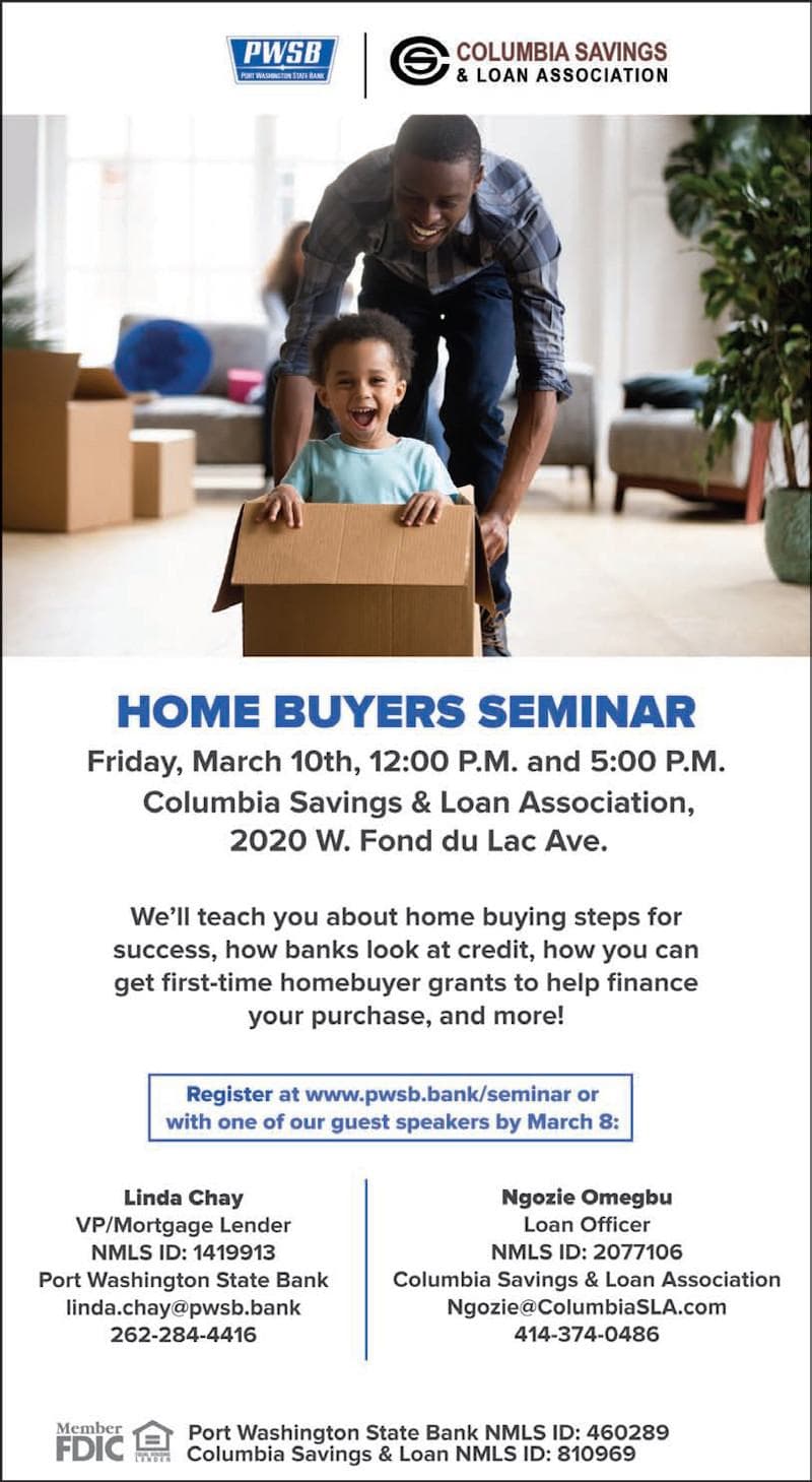 Home Buyers Seminar on Friday March 10 at Columbia Savings and Loan