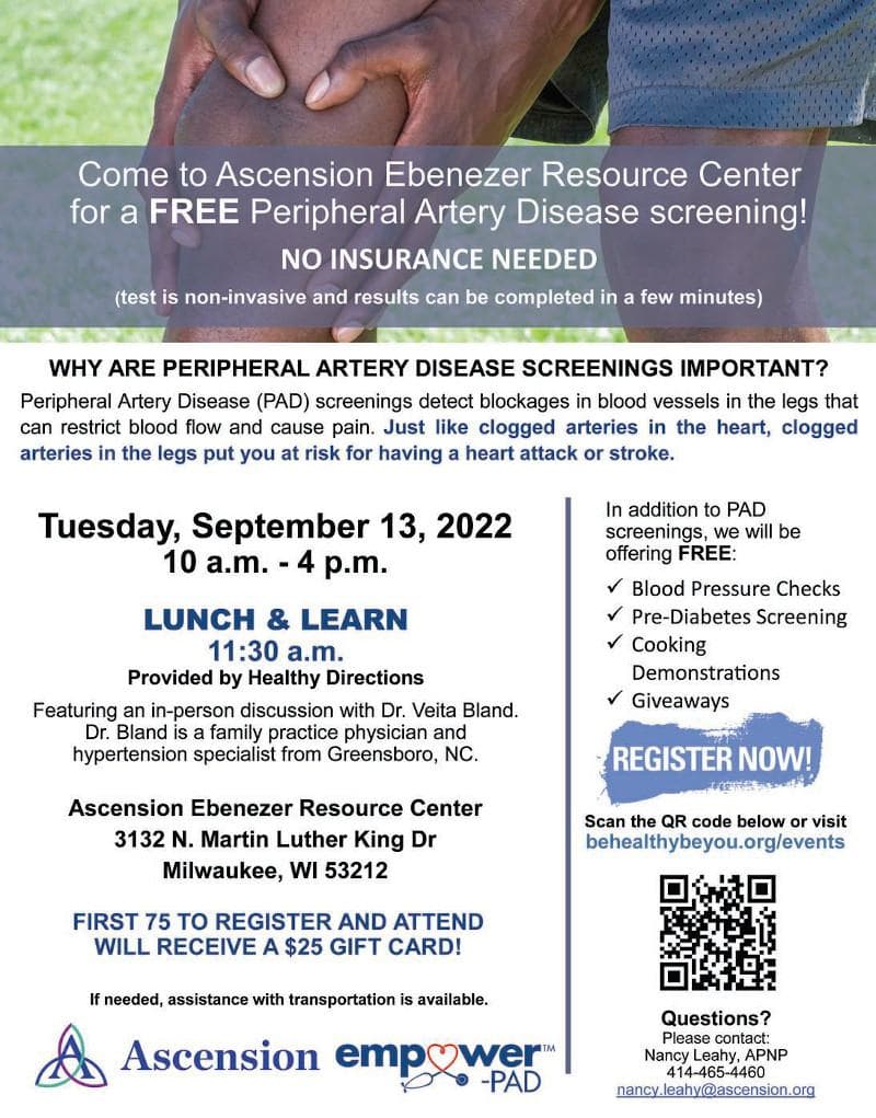 Free Peripheral Artery Disease Screening on September 13