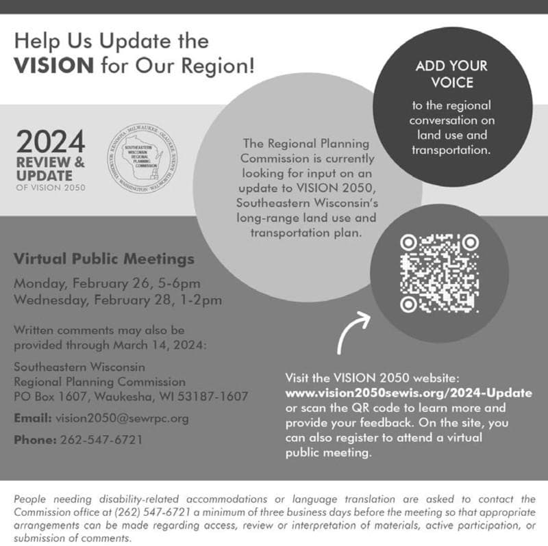 2024 Review & Update of Vision 2050 Virtual Public Meetings on February 26 & 28