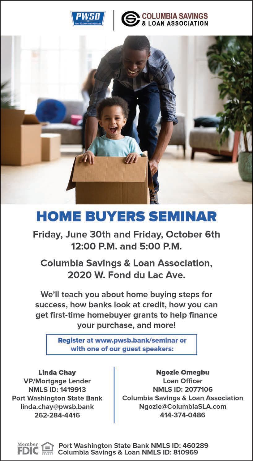 Home Buyers Seminar on Friday June 30 and October 6 at Columbia Savings and Loan