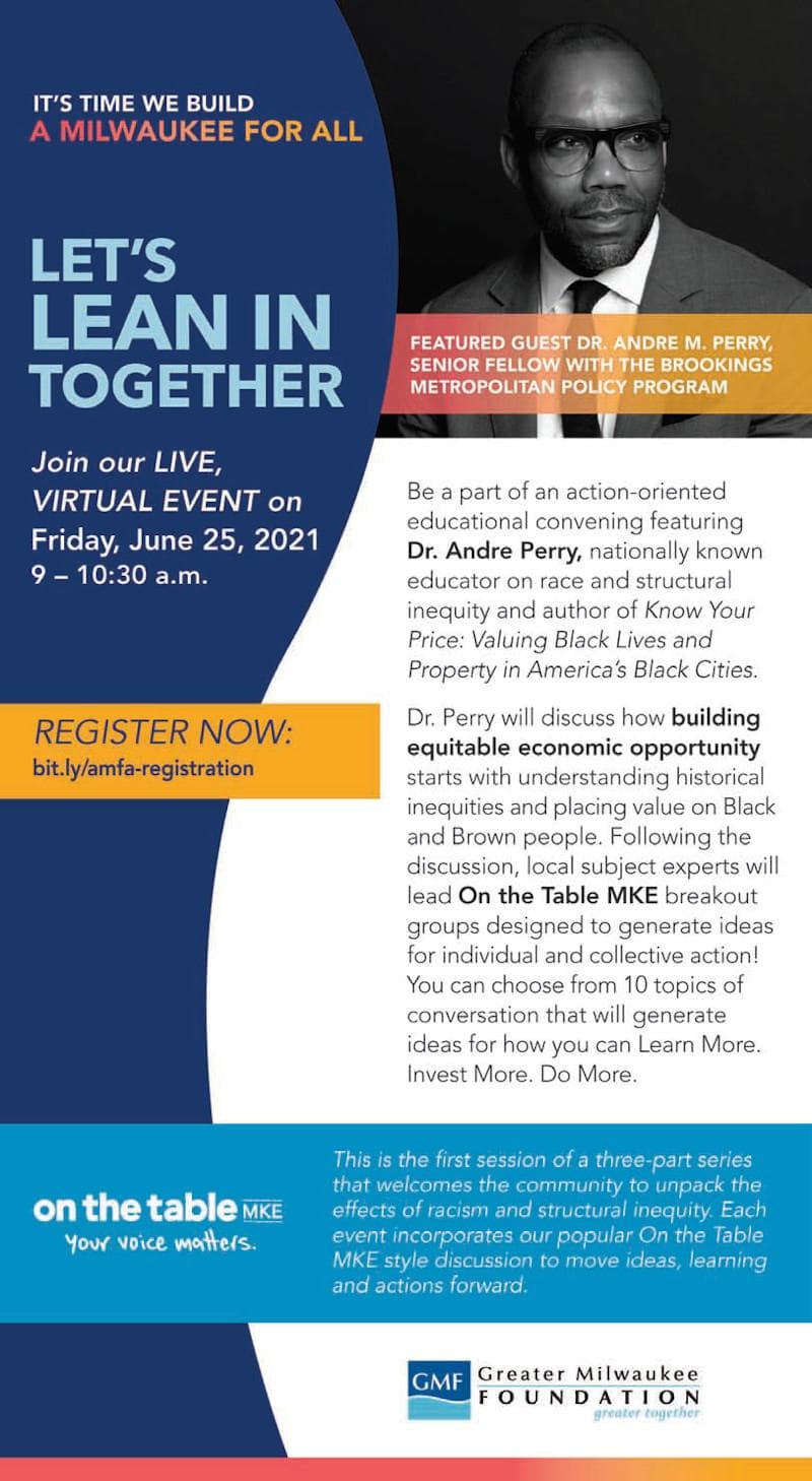 Building Equitable Economic Opportunity – On The Table MKE Live Virtual Event on June 25
