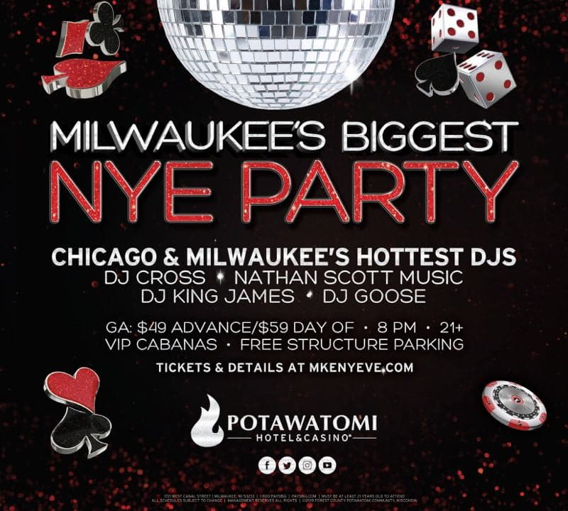 Milwaukee’s Biggest NYE Party at Potawatomi Hotel & Casino