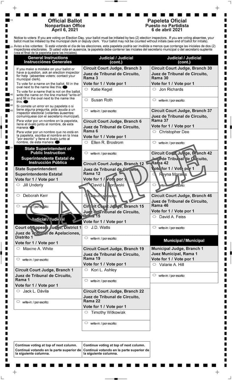 Notice of Spring Election and Notice of Special Nonpartisan Election for County Supervisor, District 10 and Sample Ballot