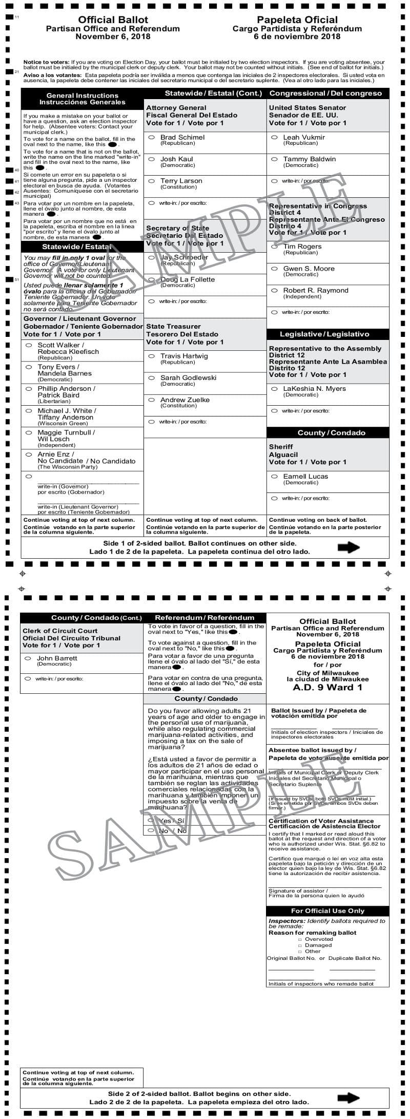 Notice of General Election, Advisory Referendum and Sample Ballots November 6, 2018