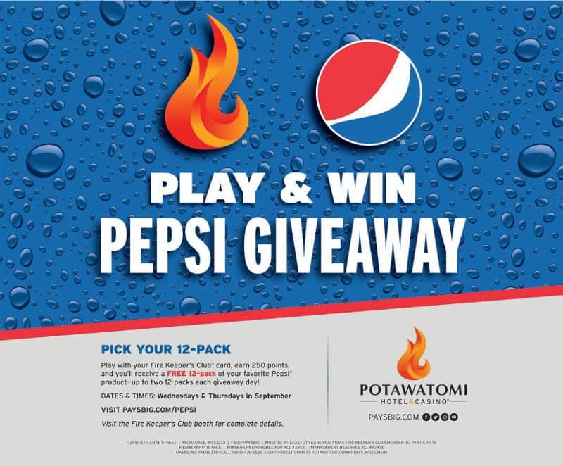 Play & Win Pepsi Giveaway at Potawatomi Hotel & Casino