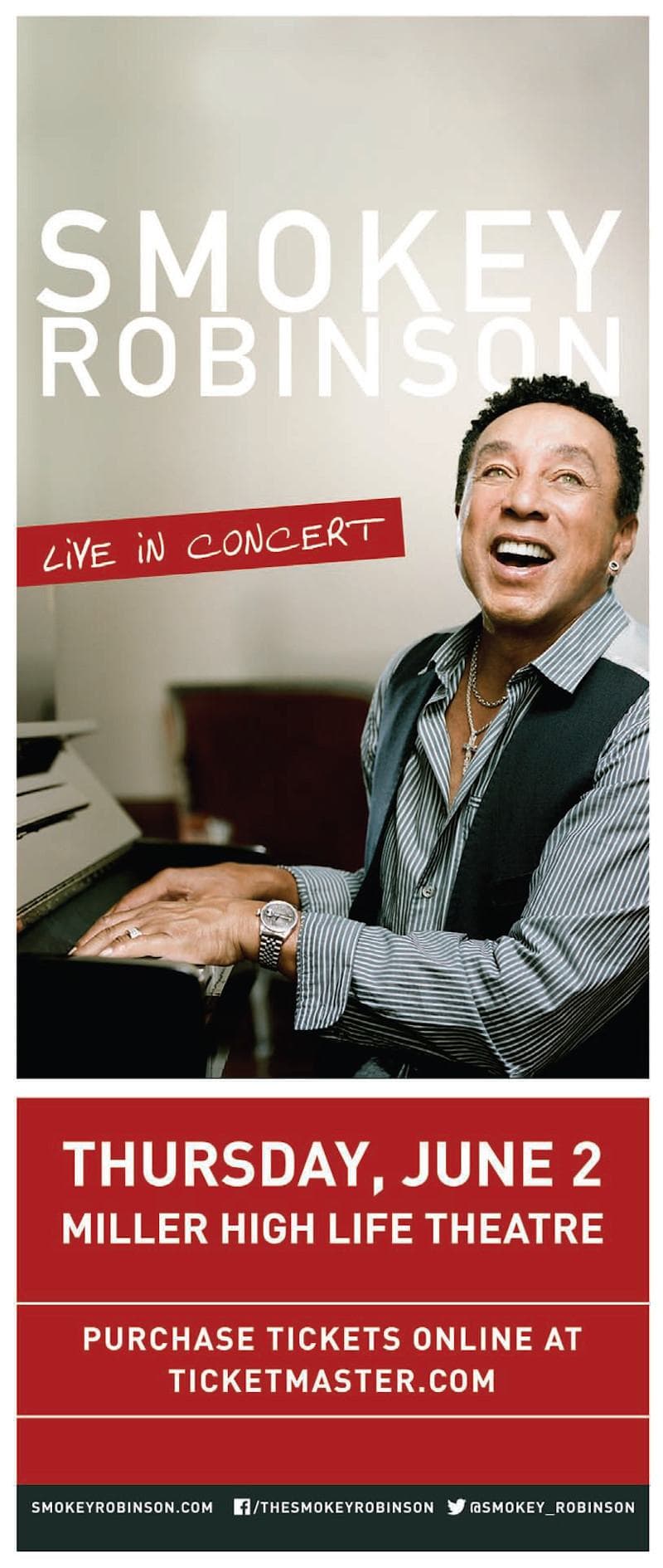 Smokey Robinson Live in Concert at Miller High Life Theatre on June 2