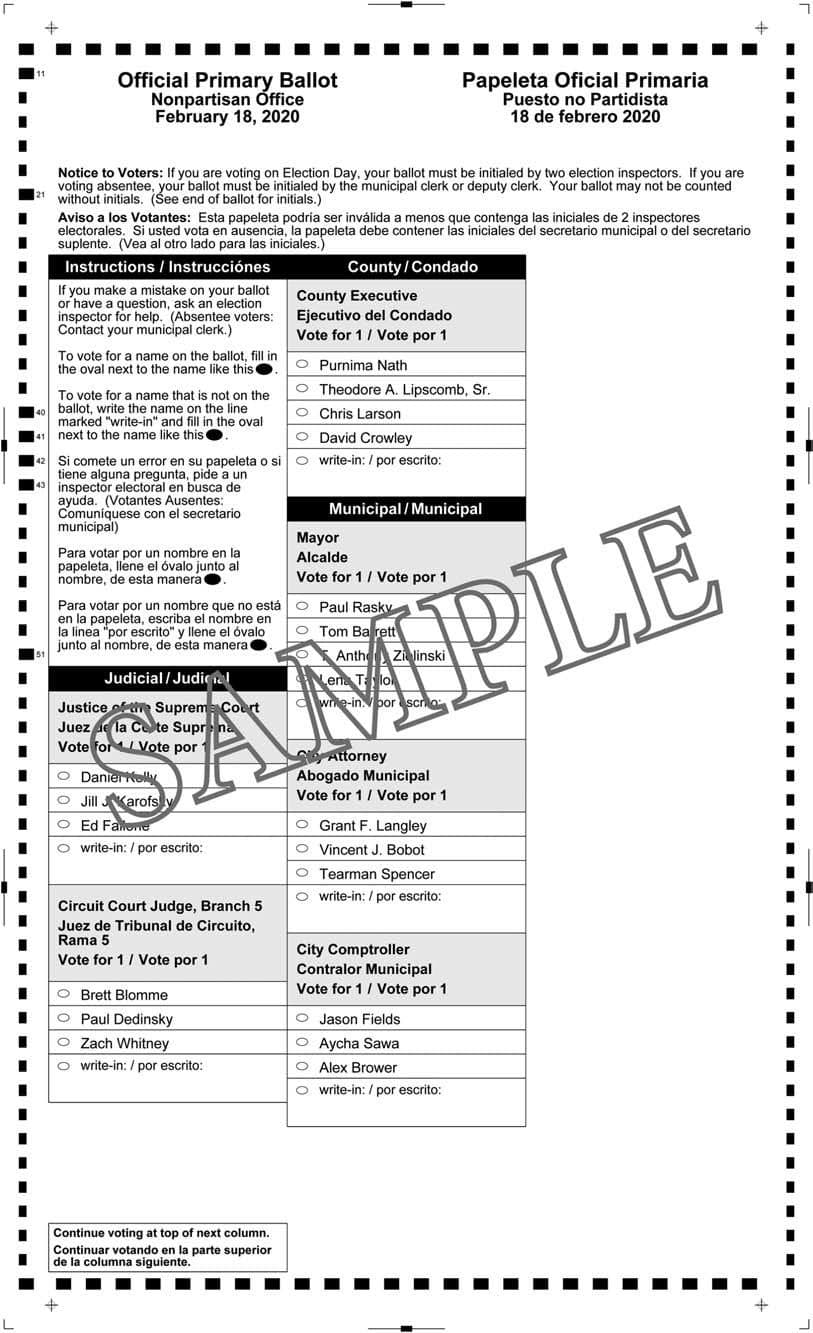 Notice of Spring Primary and Sample Ballots