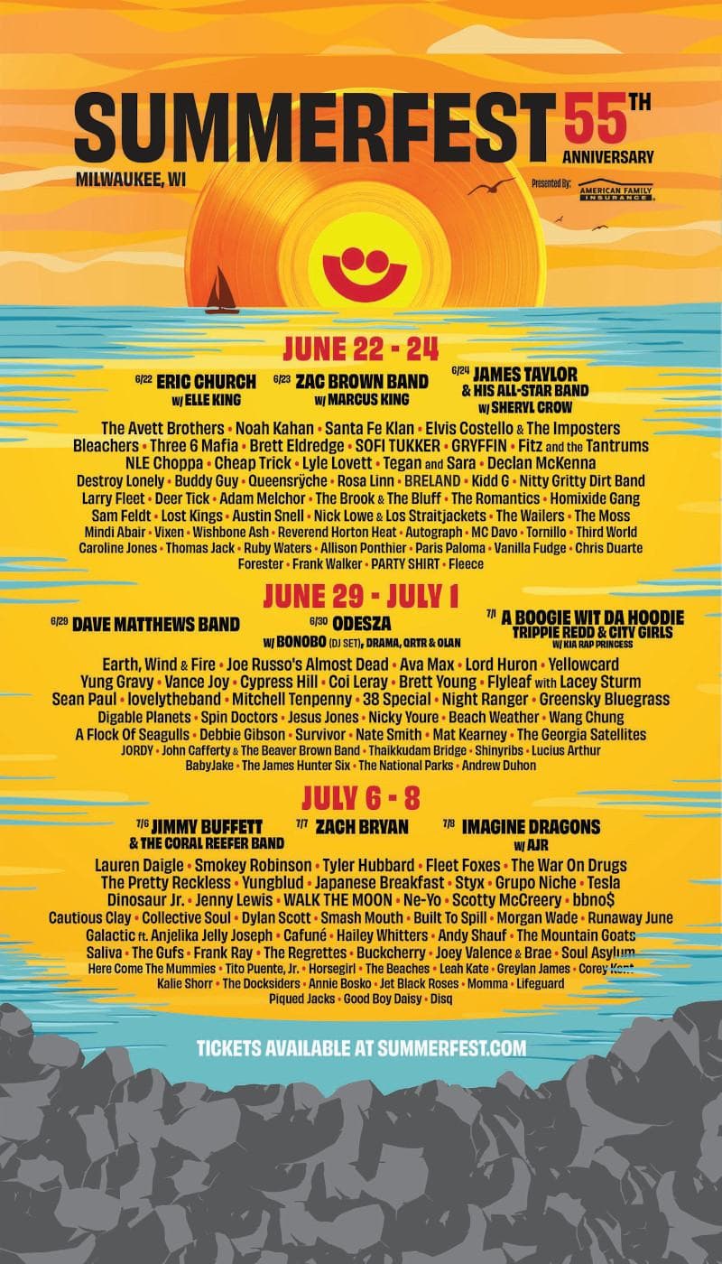 Summerfest 55th Anniversary Band Lineup June 22-24, June 29-July 1, July 6-8