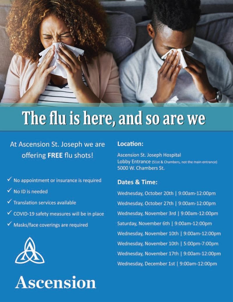 Free Flu Shots Available at Ascension St. Joseph Hospital