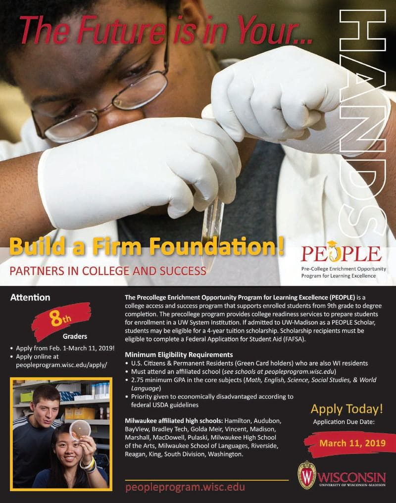 The Future Is In Your Hands – UW Madison PEOPLE Program Applications Due March 11
