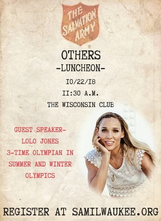 Salvation Army Others Luncheon on Oct 22 – Guest Speaker Lolo Jones