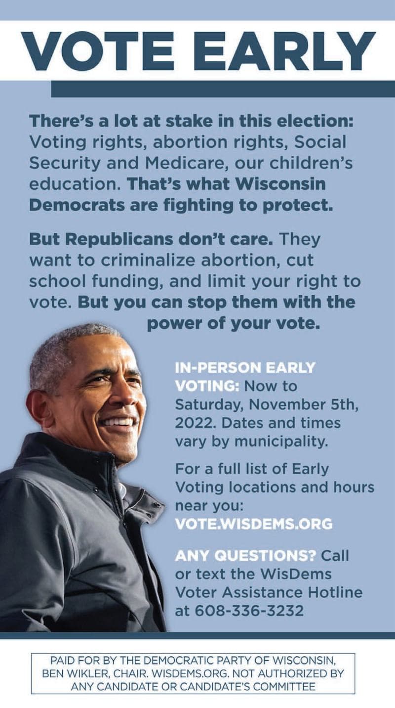 In-Person Early Voting Now Until Saturday November 5