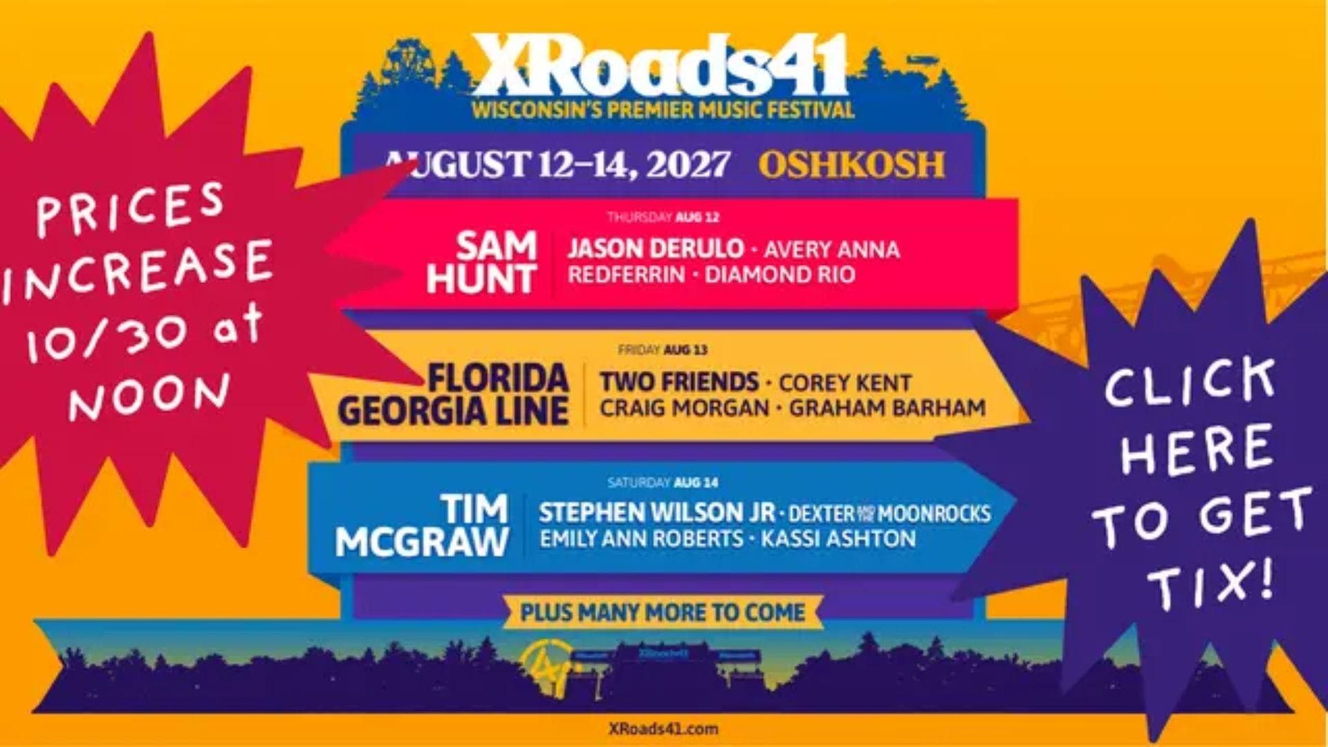 XRoads41's 3-day outdoor country music, camping, and arts festival is coming to Oshkosh in August 2027
