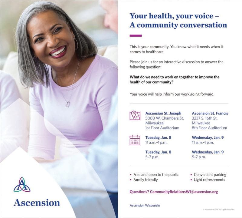 Your Health, Your Voice – A Community Conversation on January 8 and 9