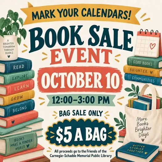 Friends of the Carnegie-Schadde Memorial Public Library Fall Book Sale