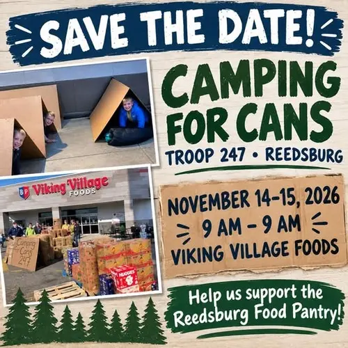 Camping for Cans-Reedsburg Boy Scouts Troop 247