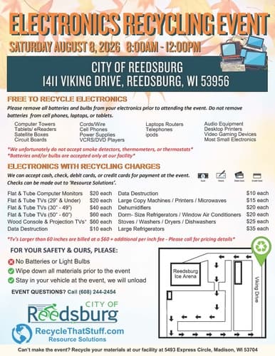 City of Reedsburg Electronics Recycling Event at Nishan Park