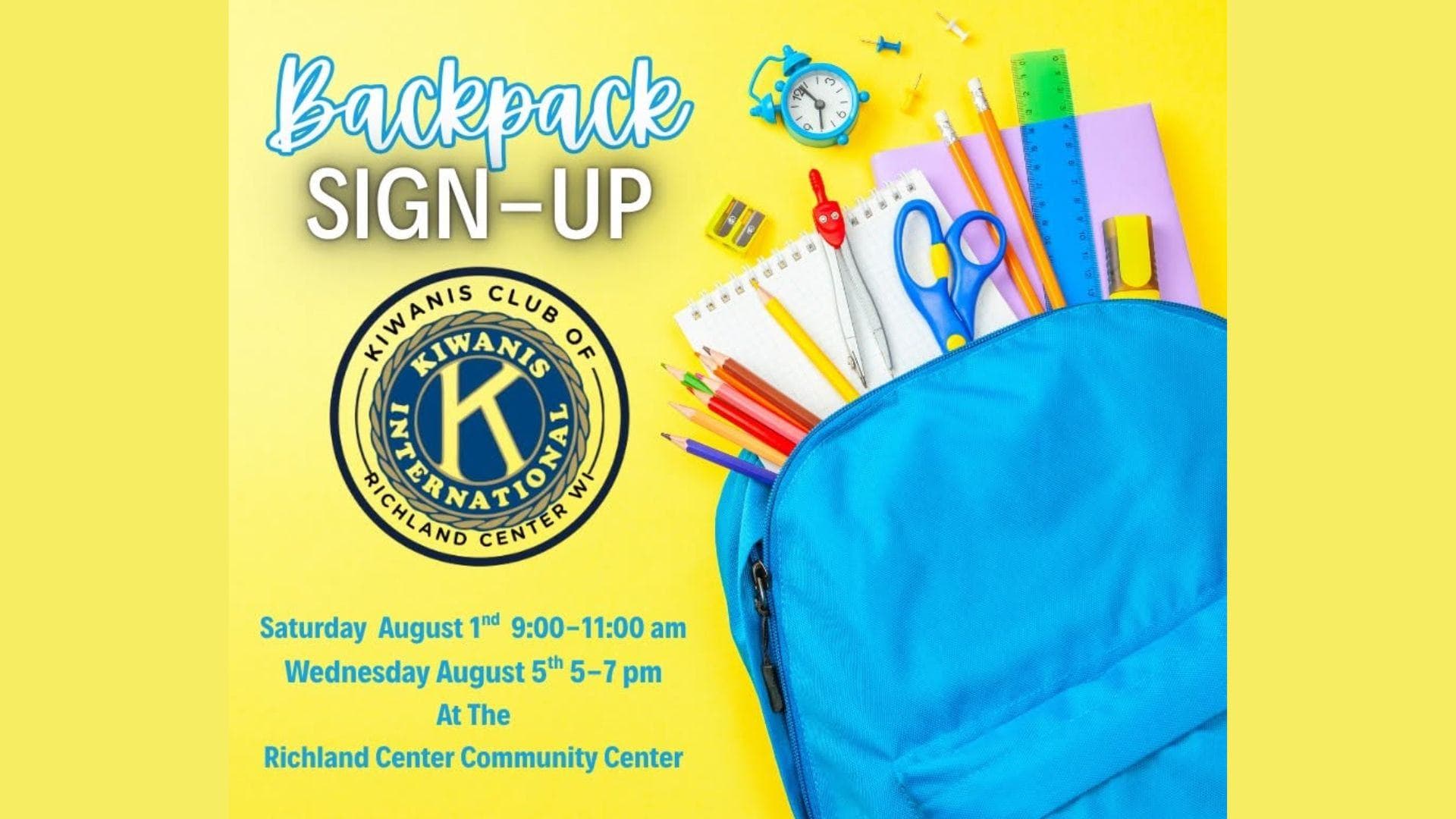 The Kiwanis Club is once again supporting area students in need through its annual backpack and school supply giveaway program