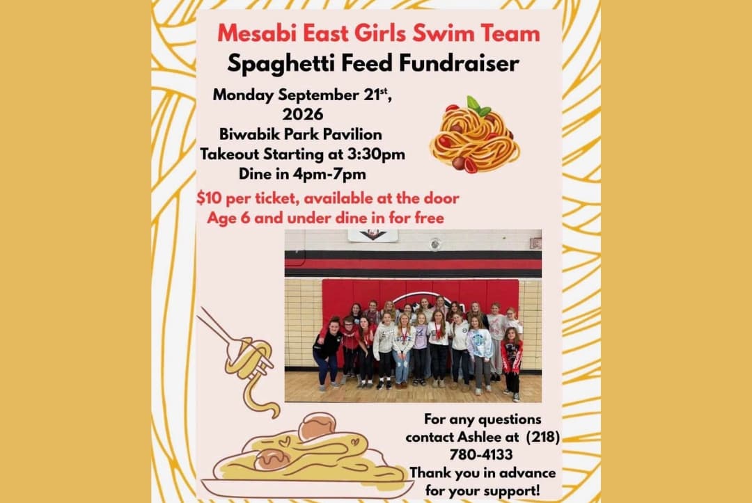 Mesabi East Girls Swim Team Spaghetti Feed Fundraiser